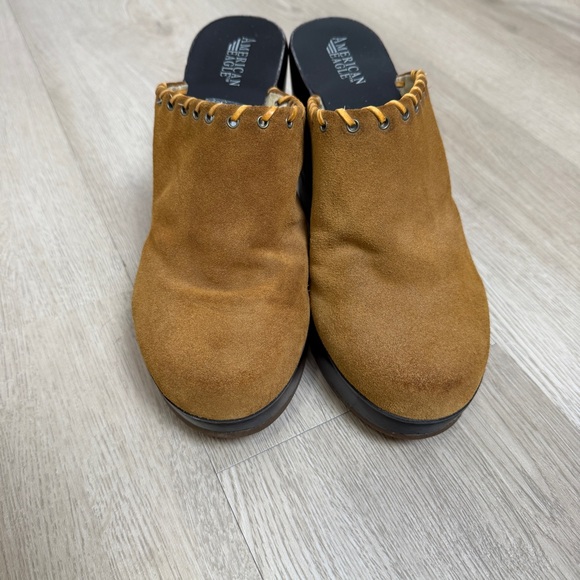 Y2K vintage wood suede wedge clog mule size 9 - Picture 4 of 7